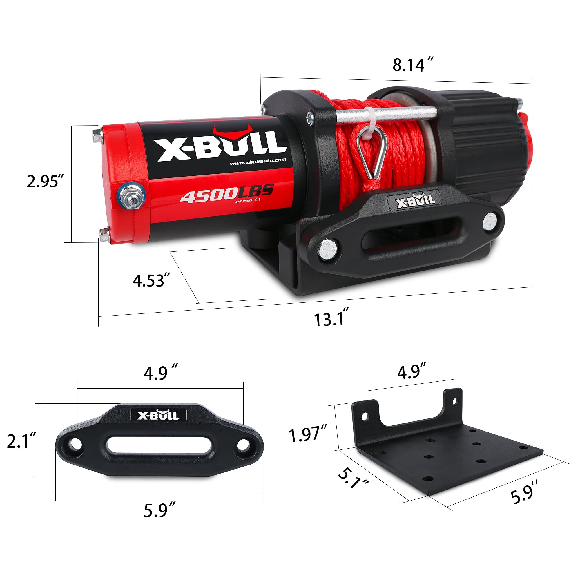 X-BULL wireless remote and handlebar rocker switch shown for safe remote operation up to 82 feet