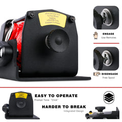 X-BULL wireless remote held in hand showing safe distance operation and control