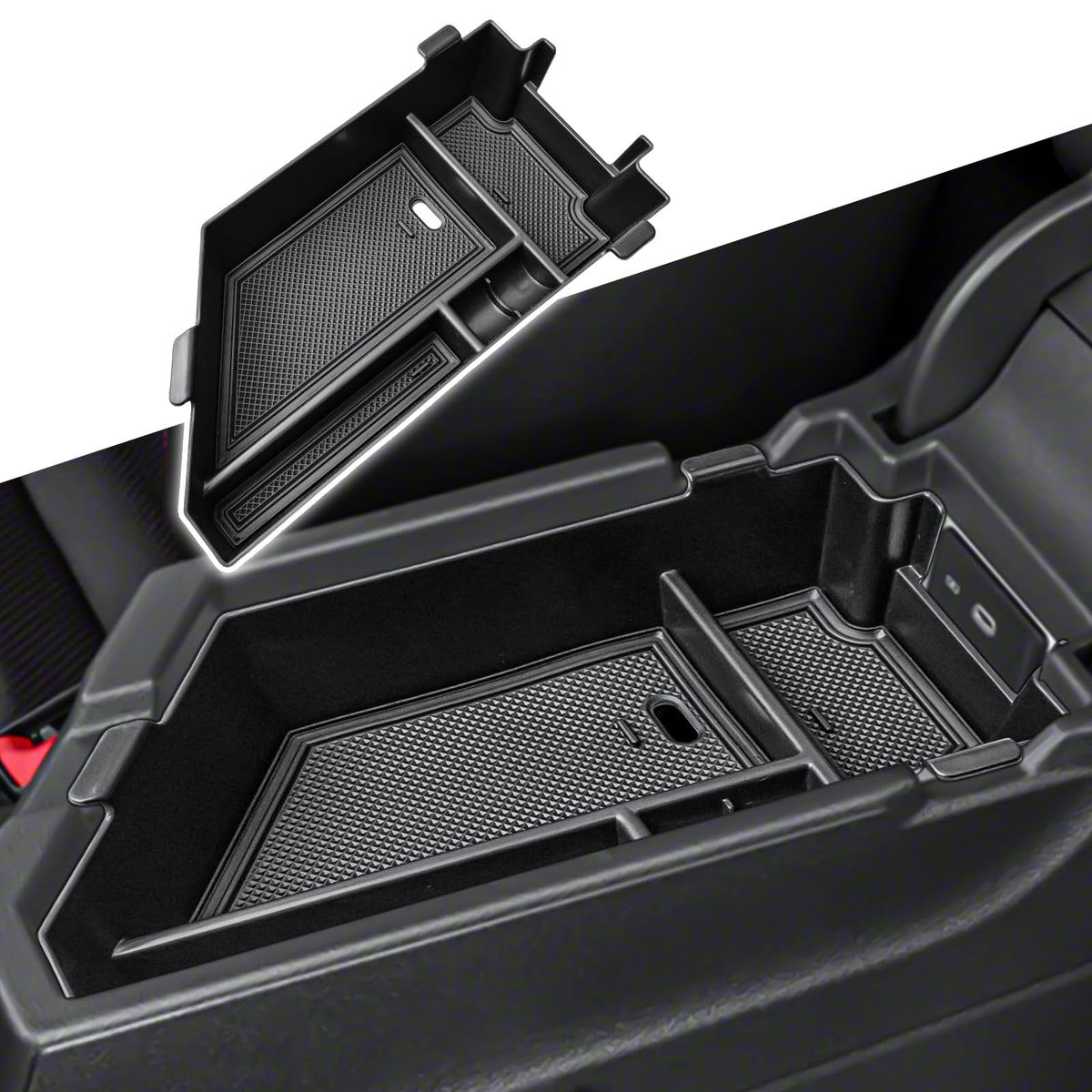 X-TKER front view of tray showing organized compartments and neat appearance