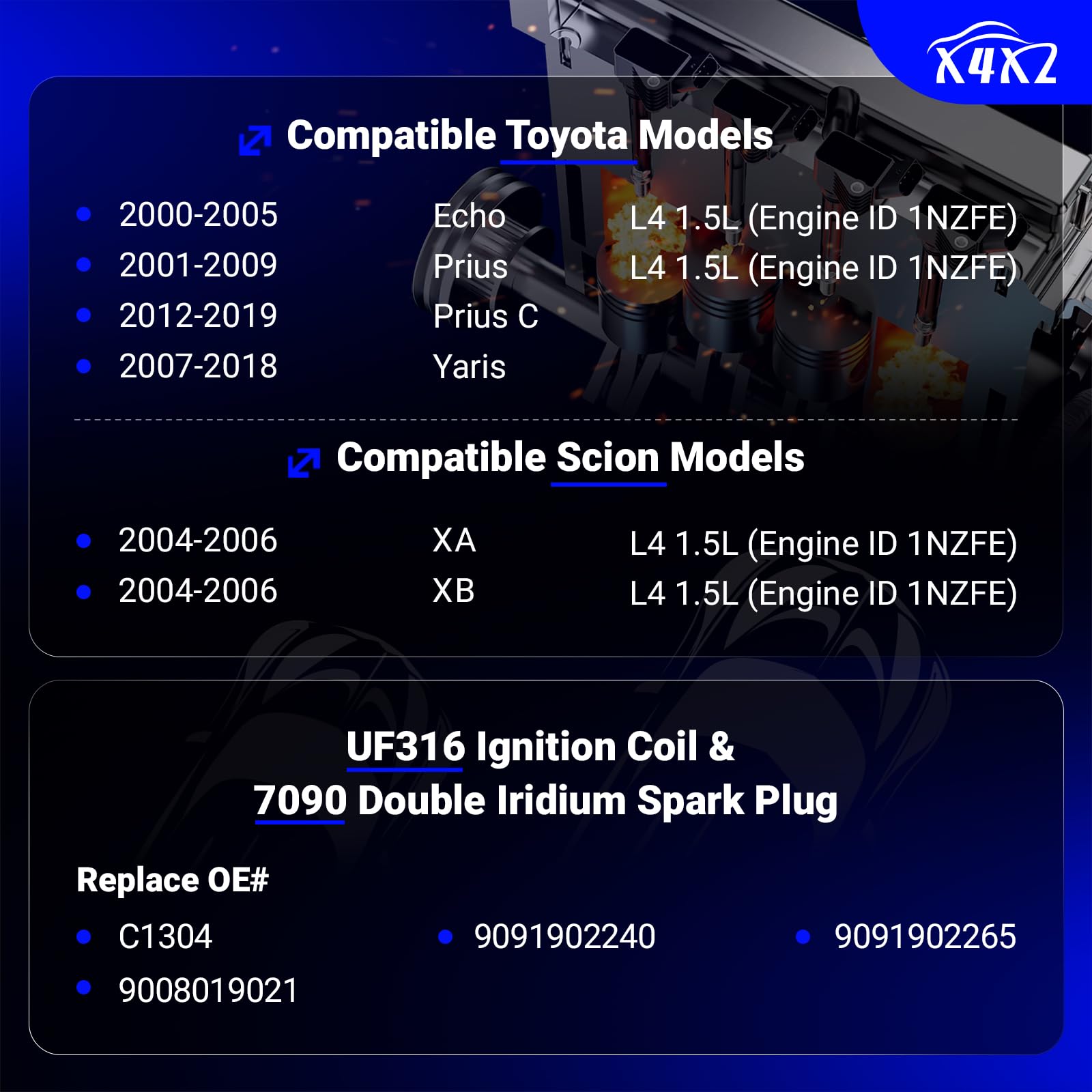 X4XZ 7090 double iridium spark plug closeup highlighting long life