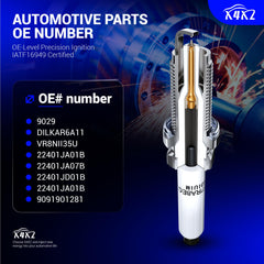 X4XZ four spark plugs laid out to show consistent construction and part uniformity