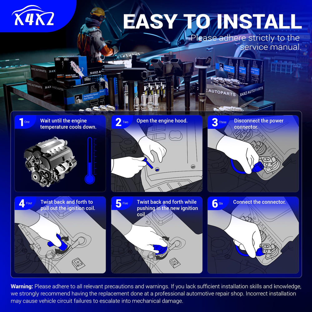 X4XZ four coils and plugs flatlay illustrating complete engine coverage