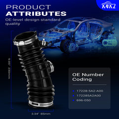 X4XZ intake hose close-up ribbing highlighting reinforced design longevity