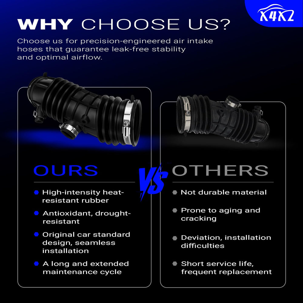 X4XZ intake hose material texture showing fiber-reinforced rubber durability