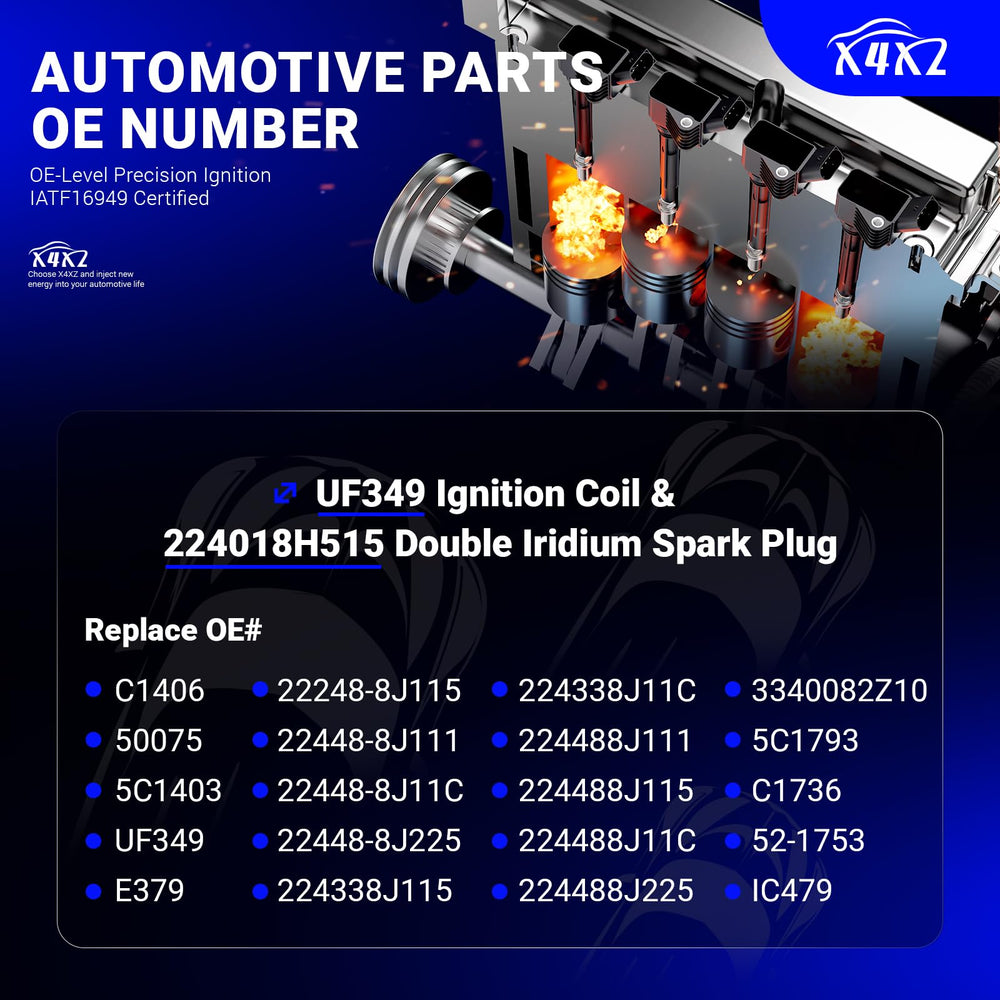 X4XZ product label showing OE cross‑references to verify vehicle compatibility quickly