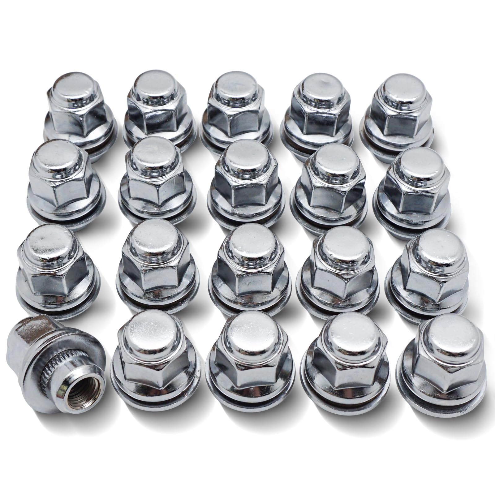X4XZ chrome lug nuts front packaging showing 20-piece set and OE fit
