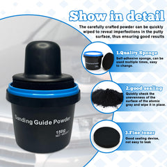 Xanadued guide coat in use on car panel showing visible low spot detection benefit