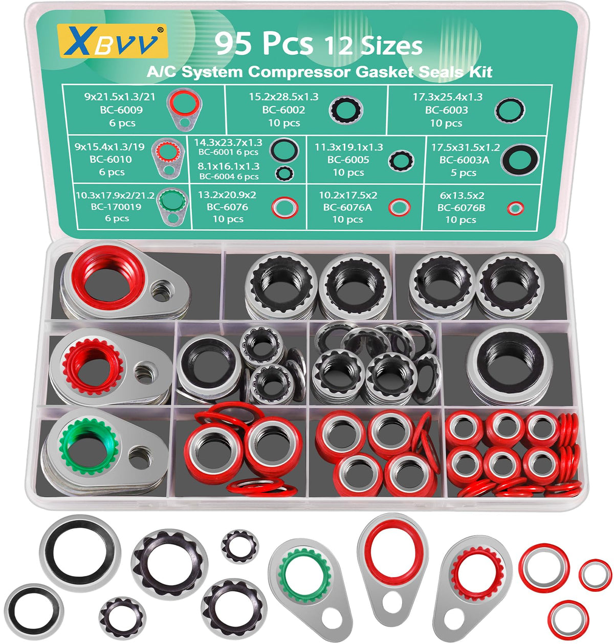 XBVV front packaging gasket kit showing organized box and contents for fast repairs