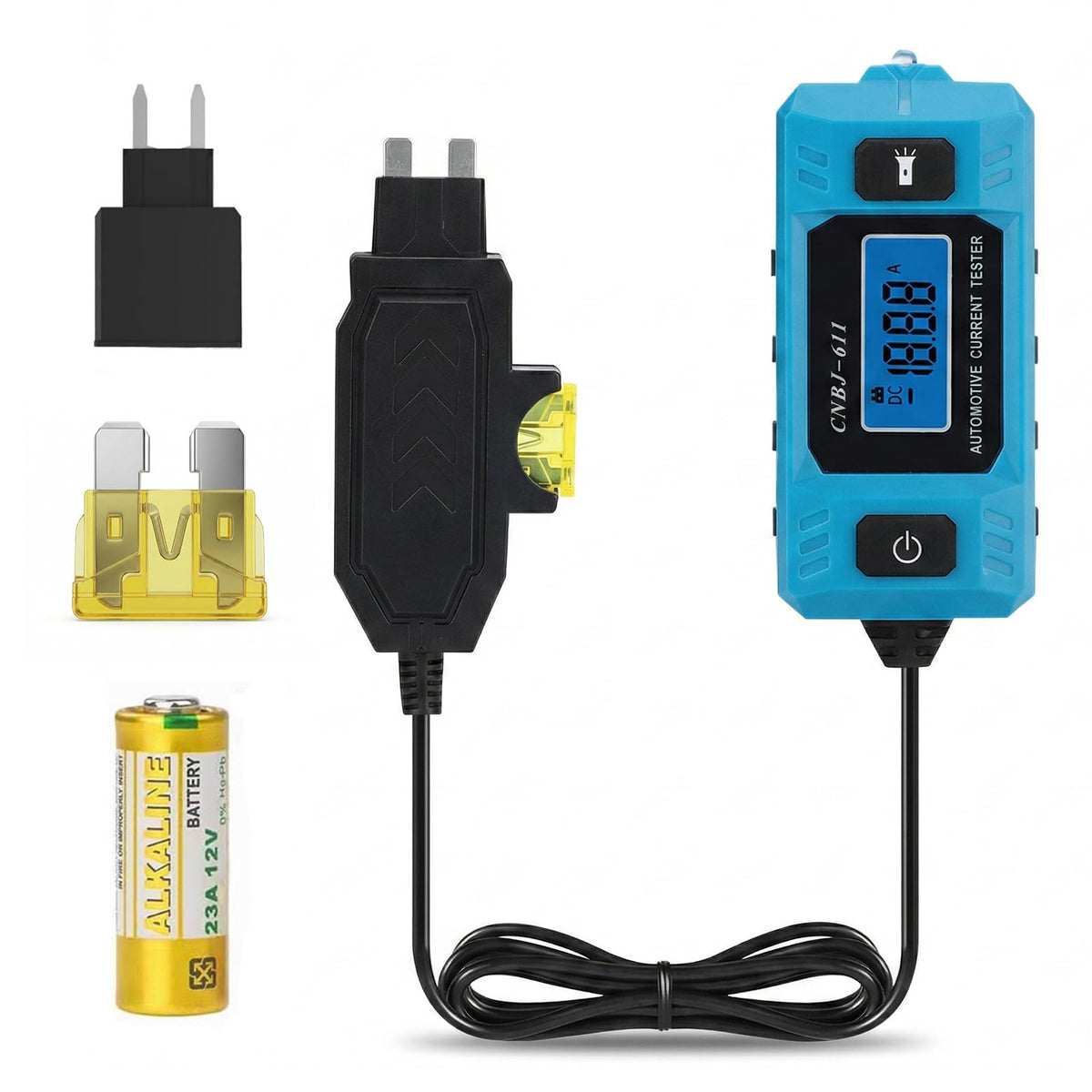 XENIVO front view of inline fuse probe showing compact design and easy plug-in use