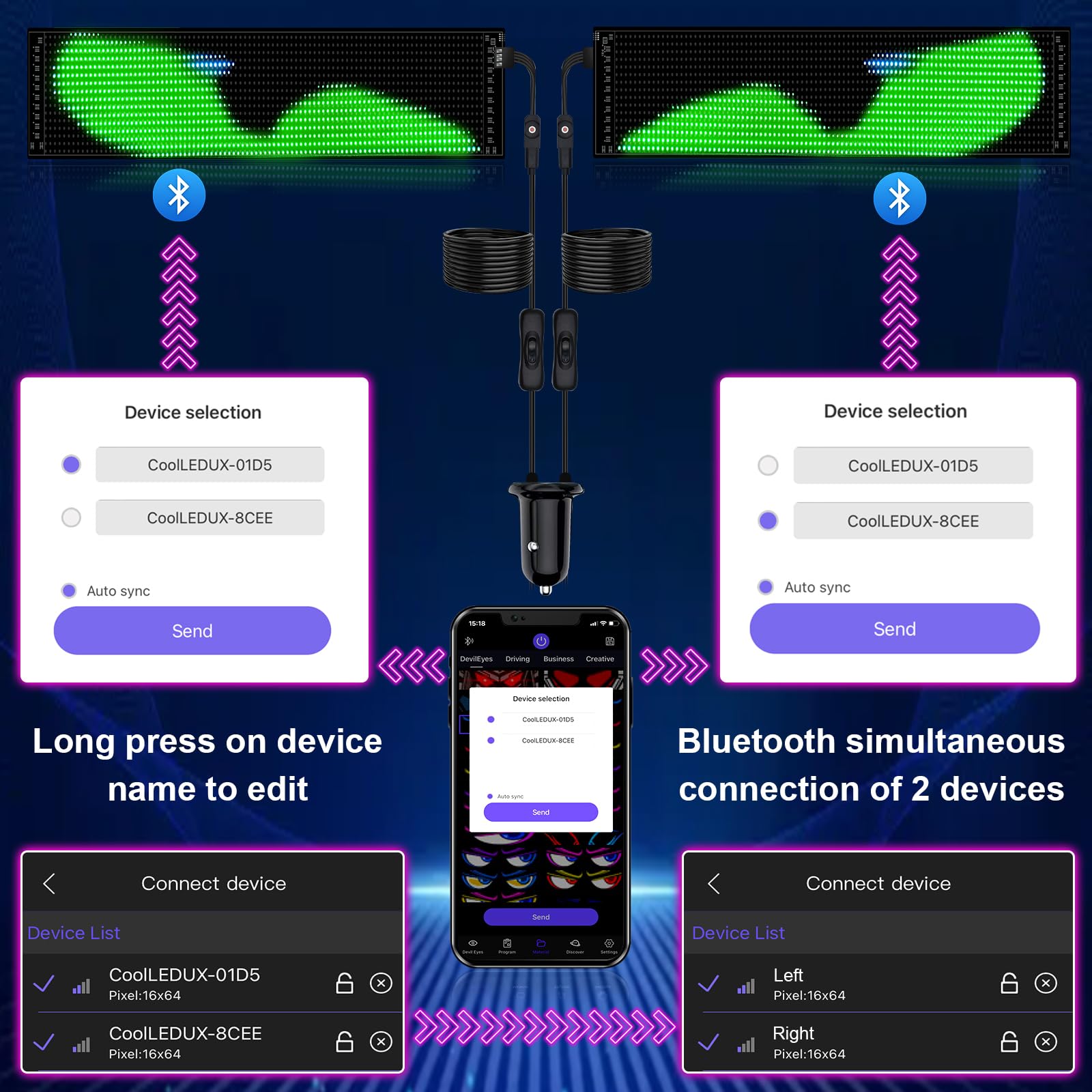 XIAOOHO flexible LED panel curved to fit windshield, easy adaptable installation