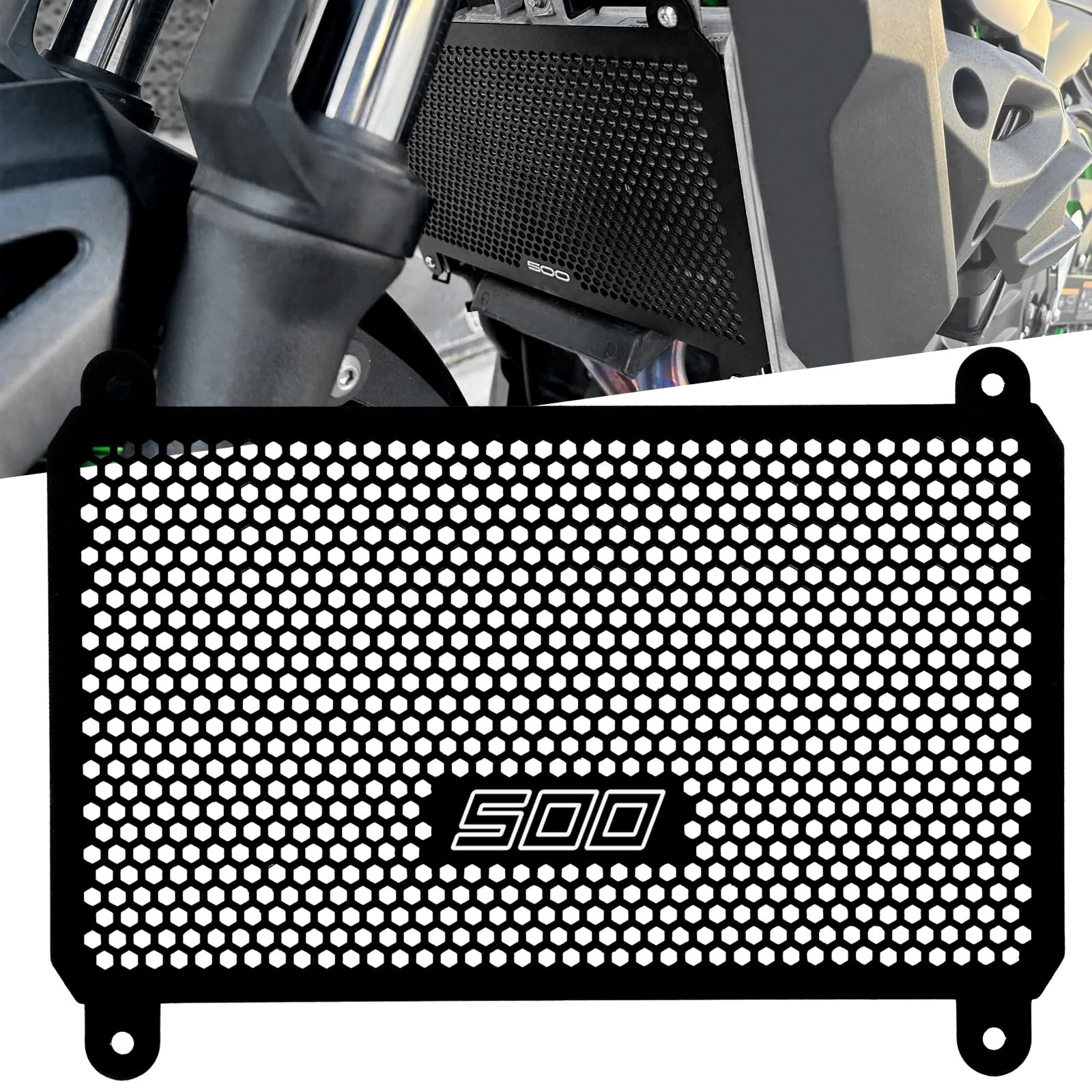 XIDAODIT front view radiator guard showing coverage and sleek styling benefit
