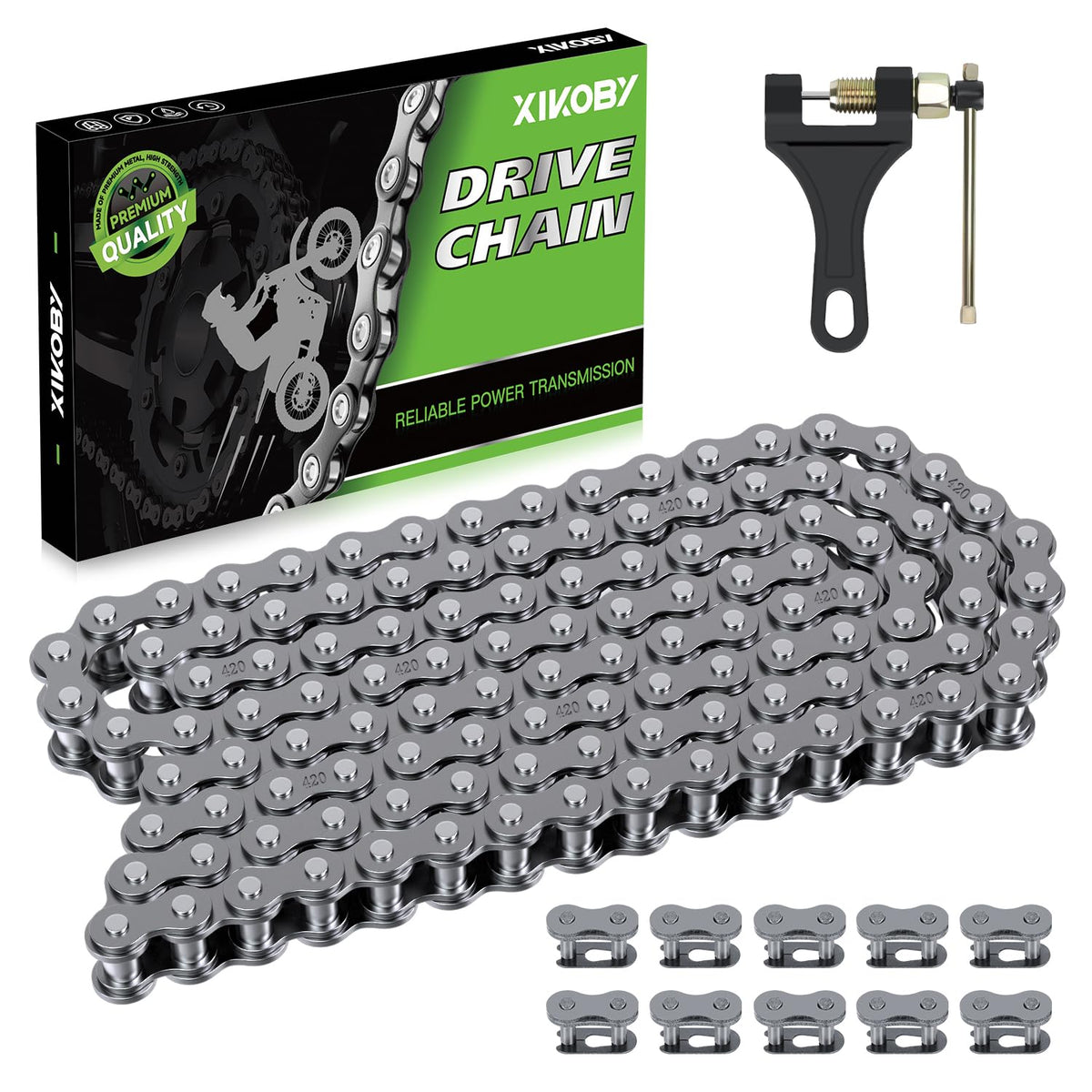 XIKOBY chain front packaging showing kit contents and fitment benefits