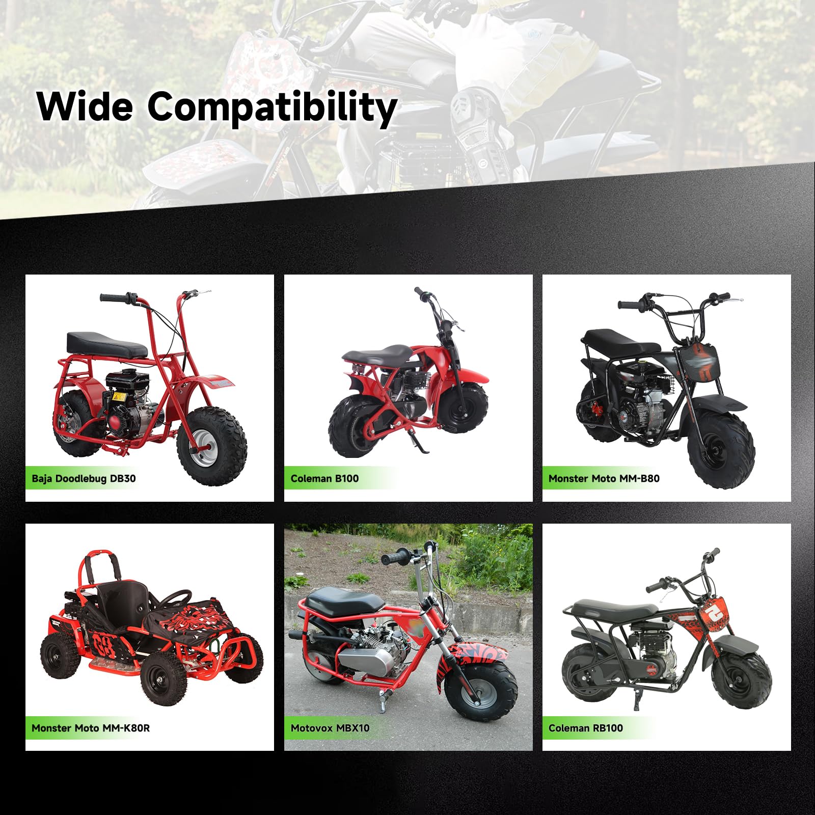 XIKOBY carburetor mounted on mini bike engine demonstrating compatibility