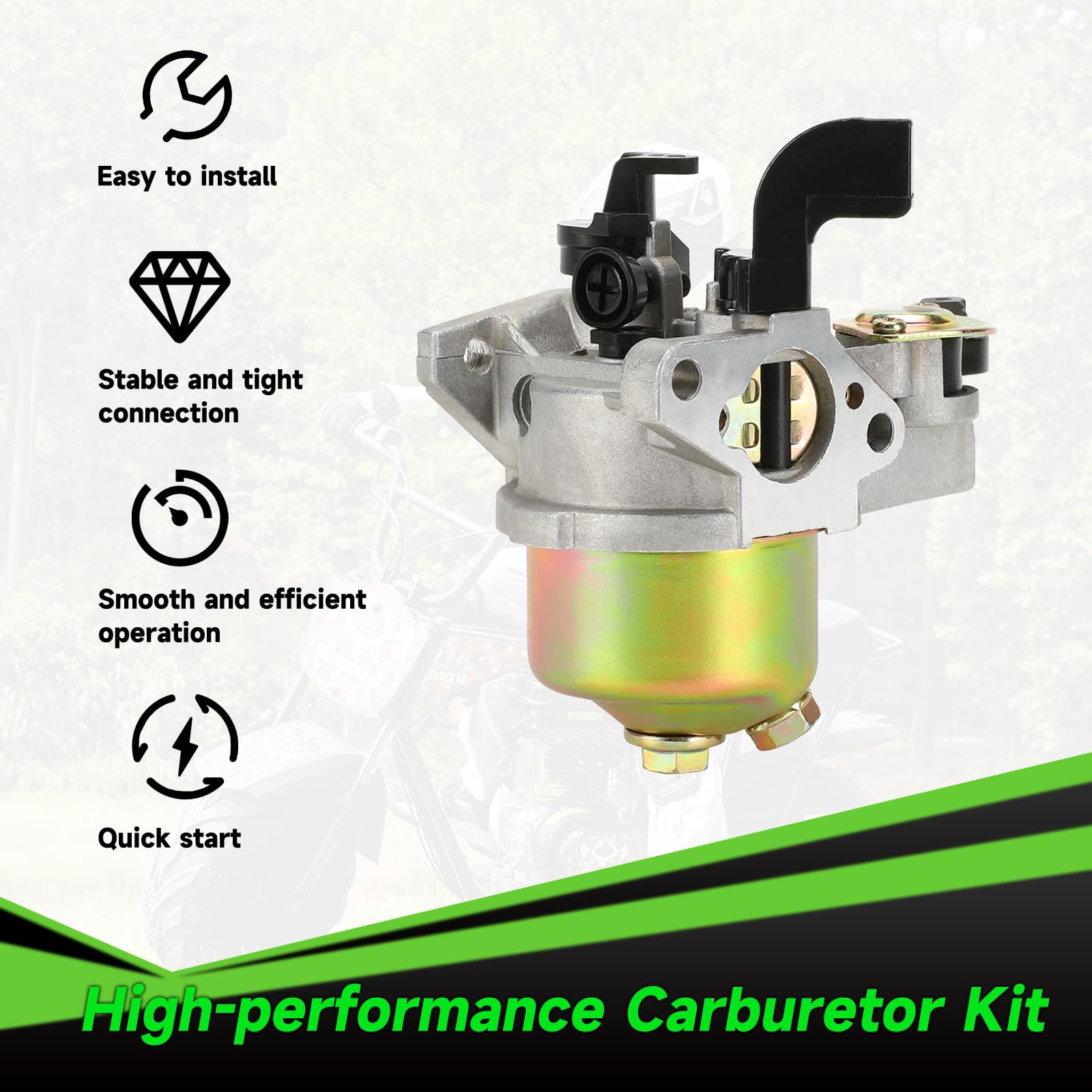 XIKOBY carburetor side profile displaying mounting points and durability