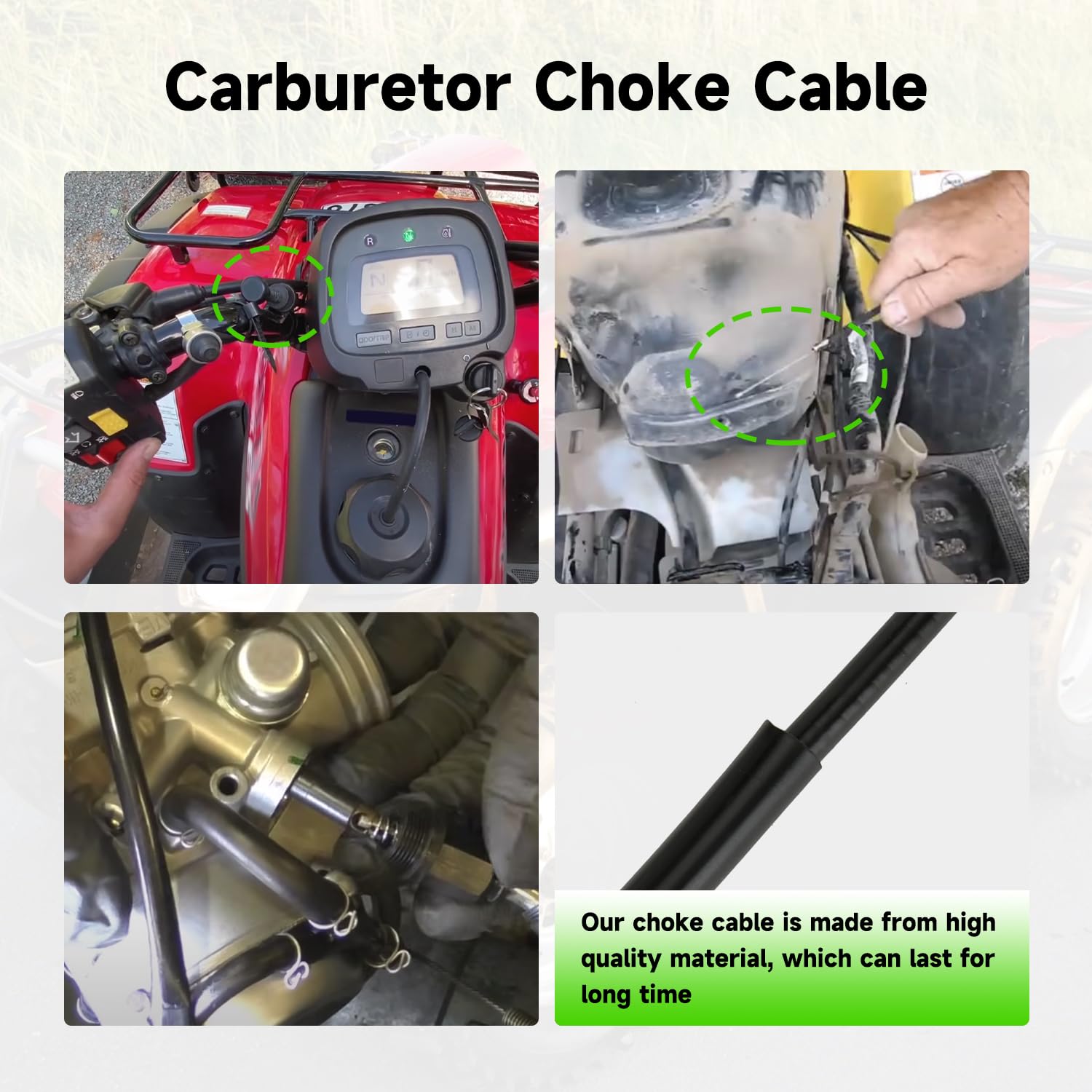 XIKOBY choke cable close-up showing stainless core and flexible sheath