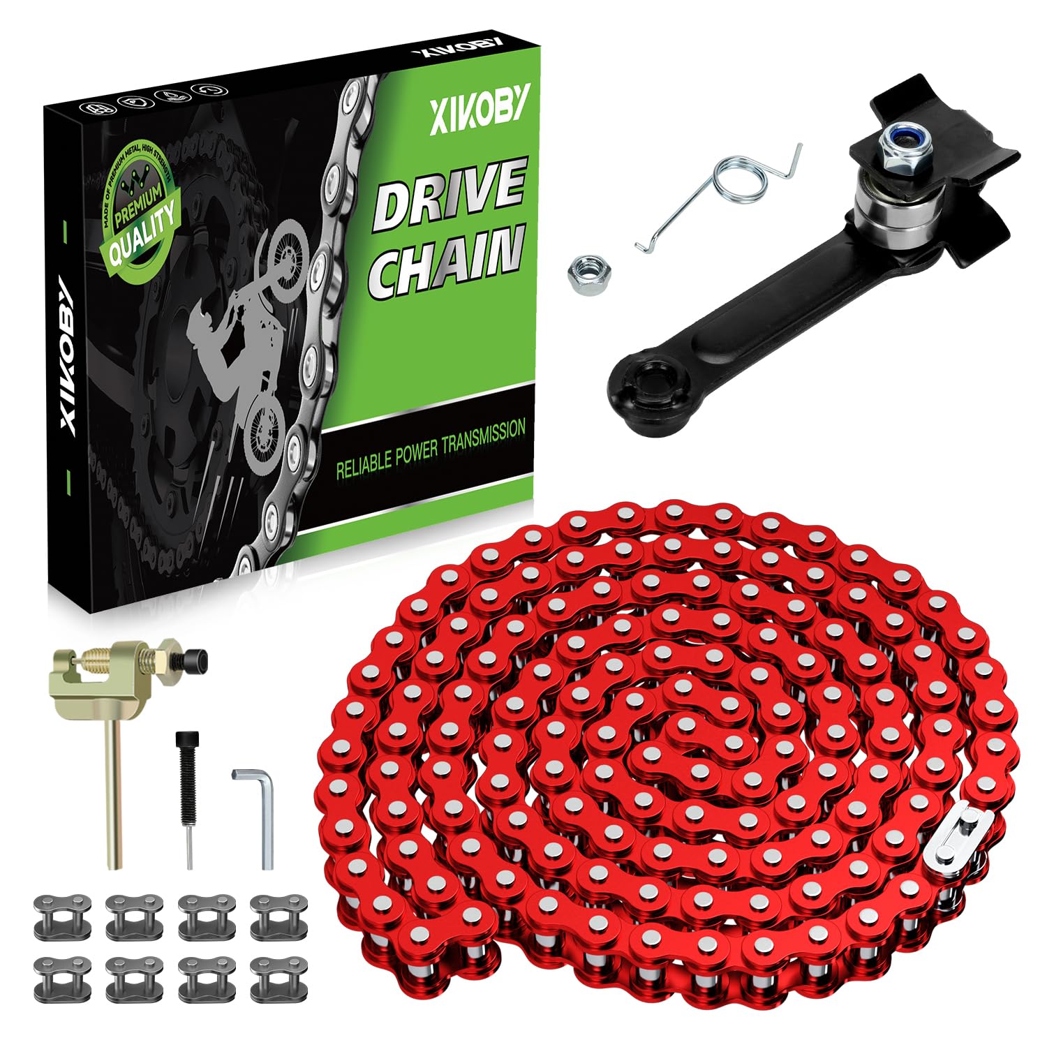 XIKOBY front packaging showing full chain kit and benefits