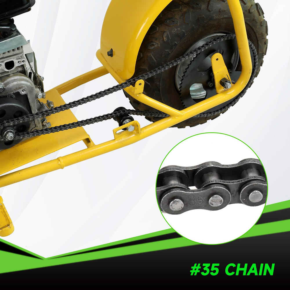 XIKOBY chain installed on minibike demonstrating direct fitment
