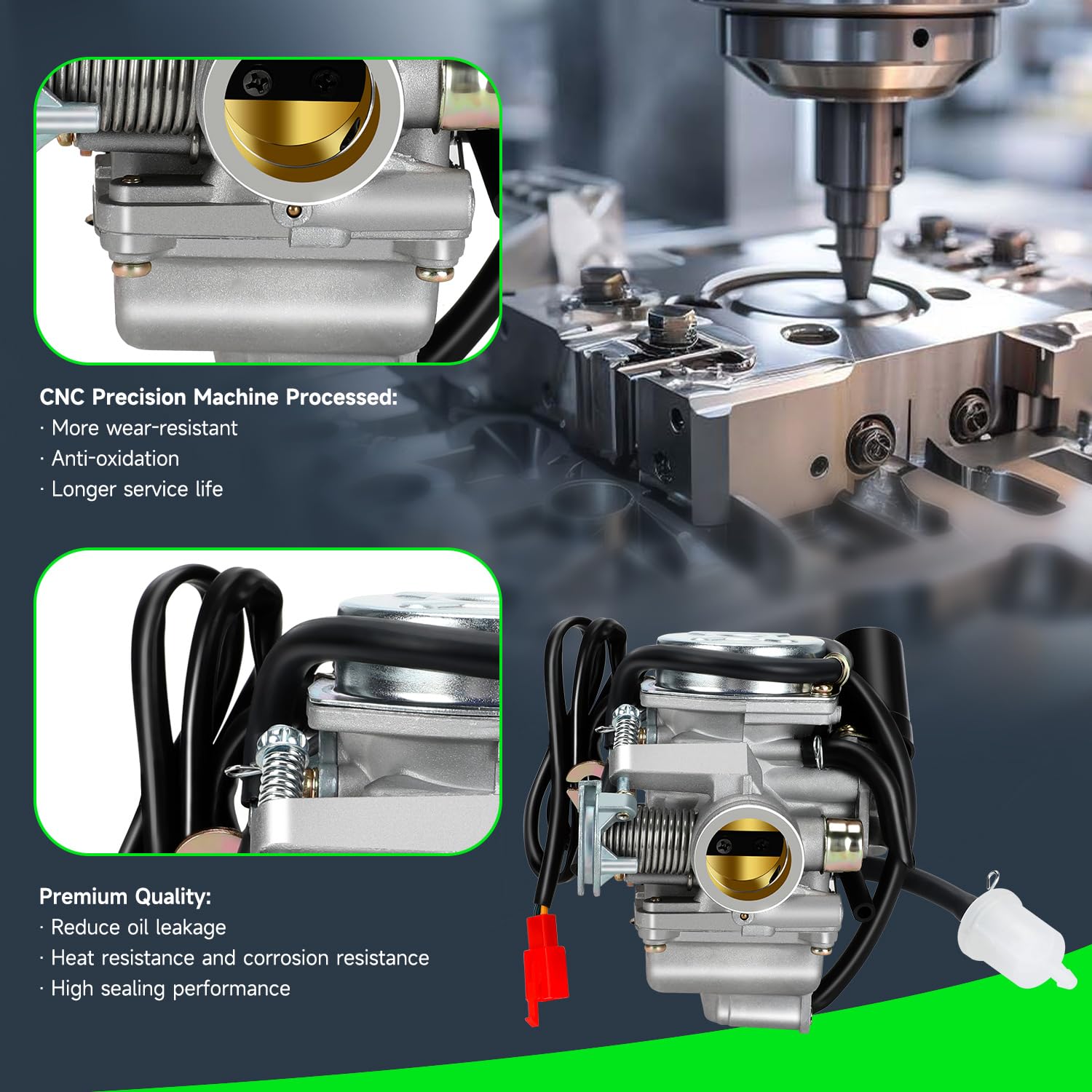 XIKOBY carburetor next to ruler showing compact size for straightforward swaps