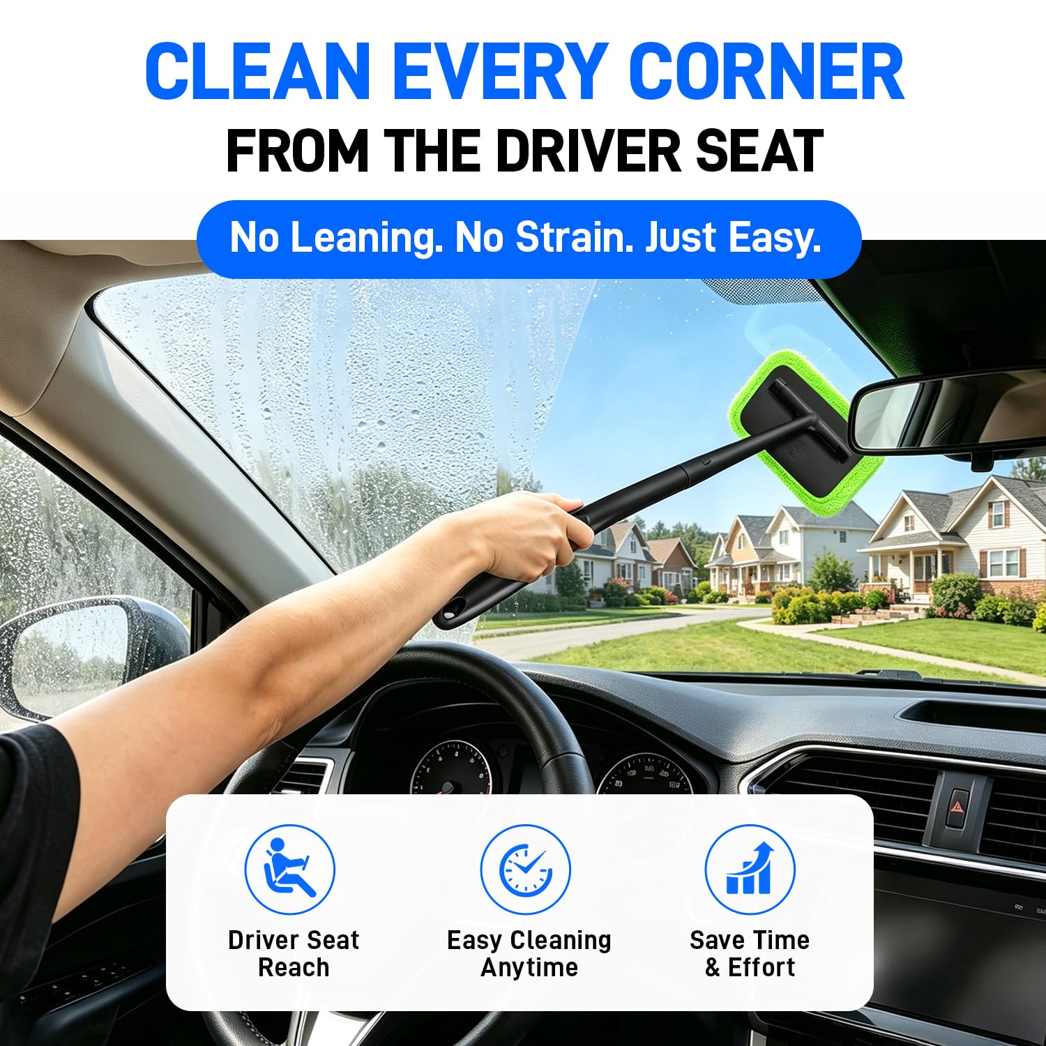 Xindell detachable 22-inch handle close-up showing ergonomic grip and reach