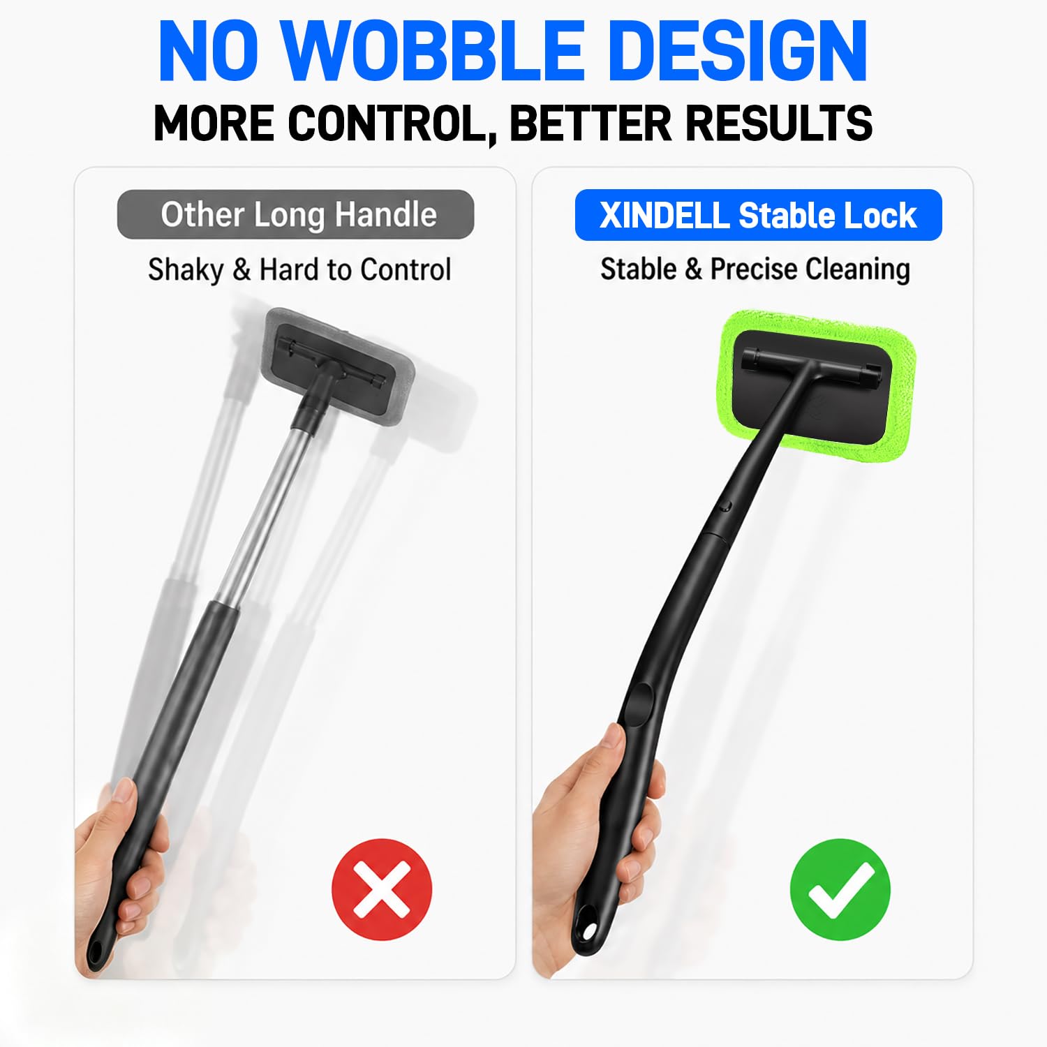 Xindell integrated ice scraper on head demonstrating quick frost removal