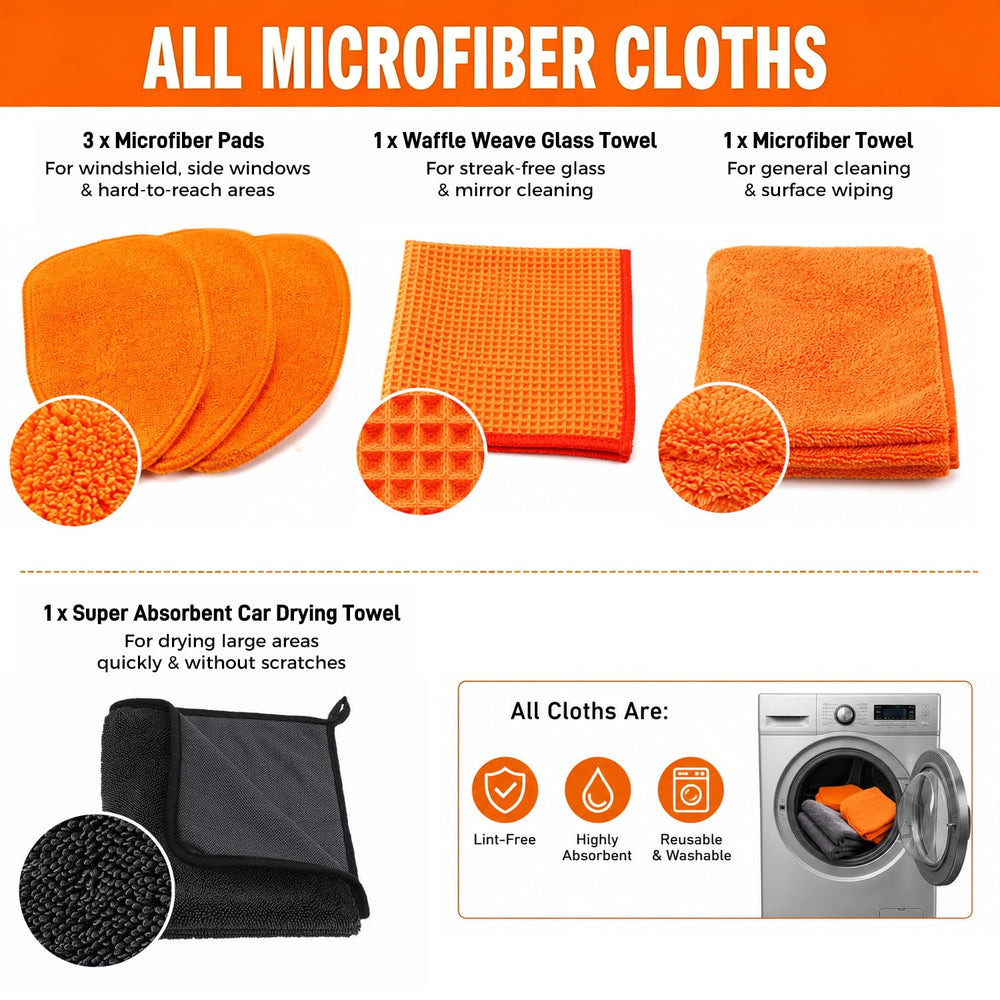 XINDELL microfiber towels and brushes detail for removing edge grime