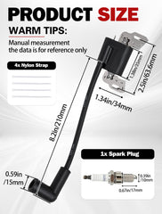 Xingehor coil and included spark plug displayed for immediate replacement convenience