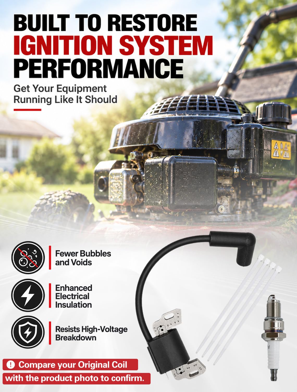 Xingehor kit packaging with coil, spark plug and straps showing ready-to-install convenience
