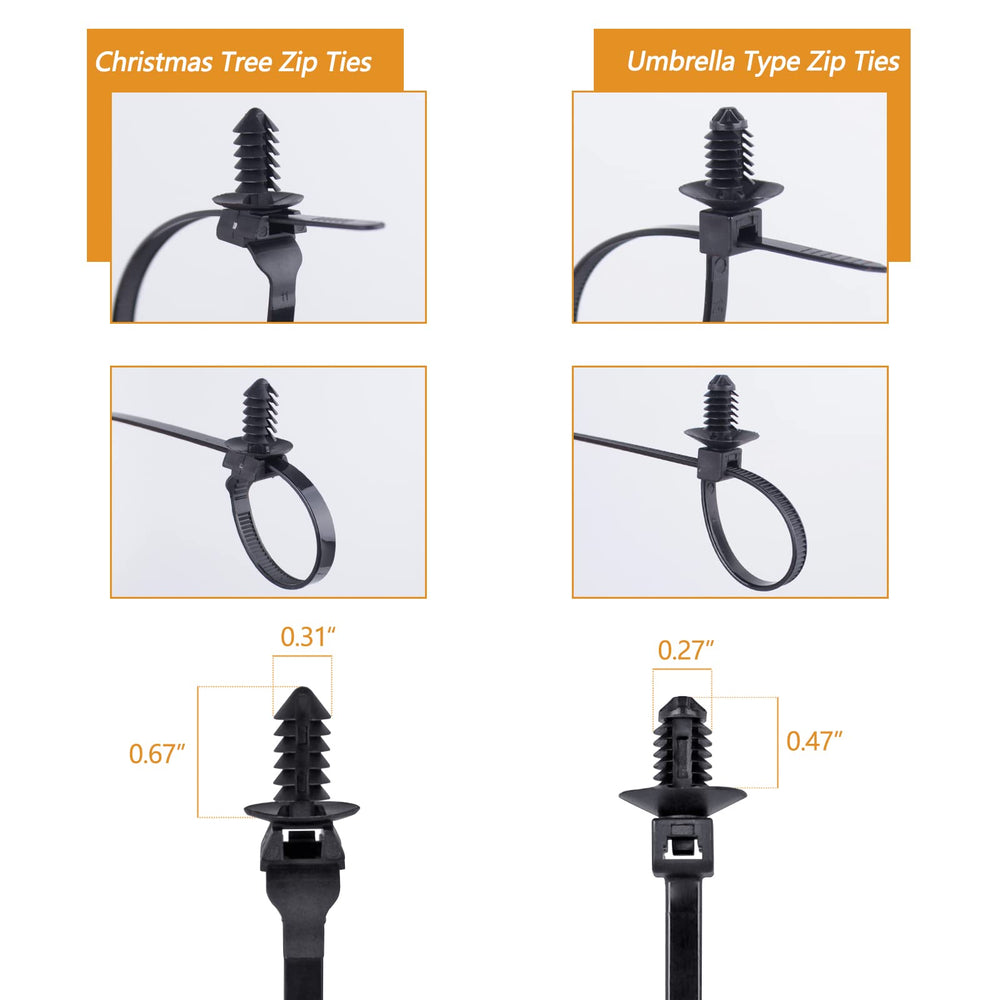 Xislet Christmas-tree push pin profile showing grip and panel retention