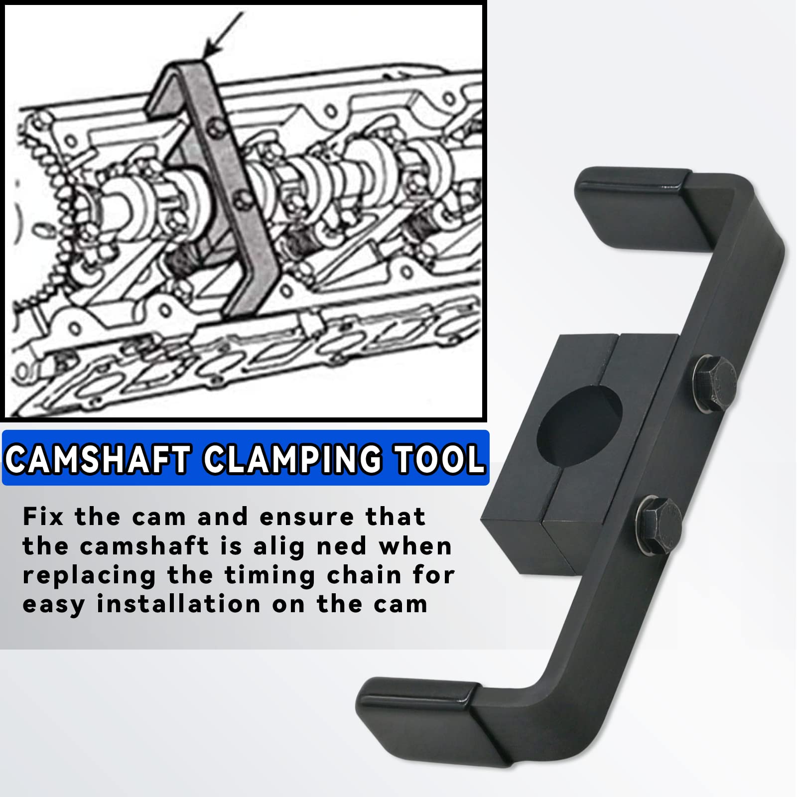XiTuanYuan tools installed on Ford engine demonstrating correct lockout during timing service