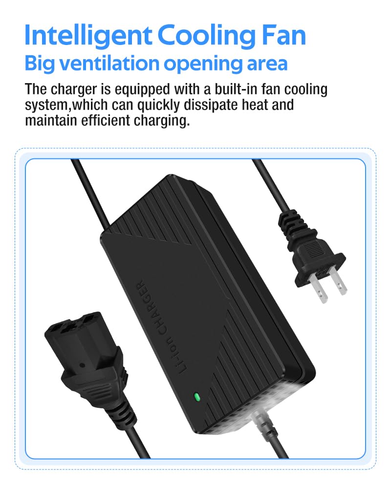 XIUWK charger connected to a golf cart battery demonstrating easy use