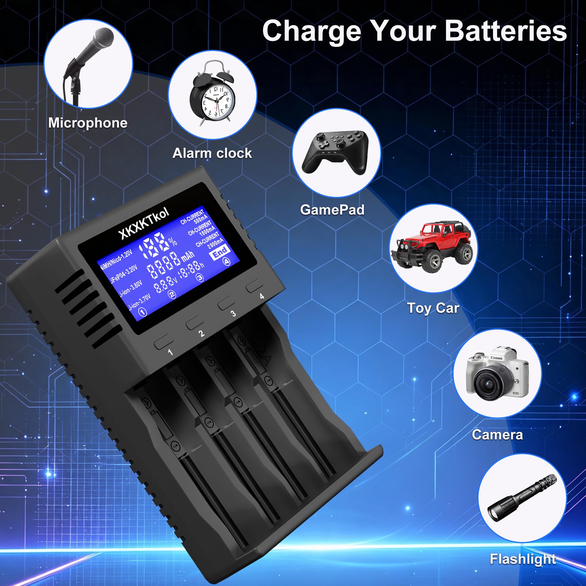 Generic lifestyle setup with multiple batteries charging demonstrating organized power management