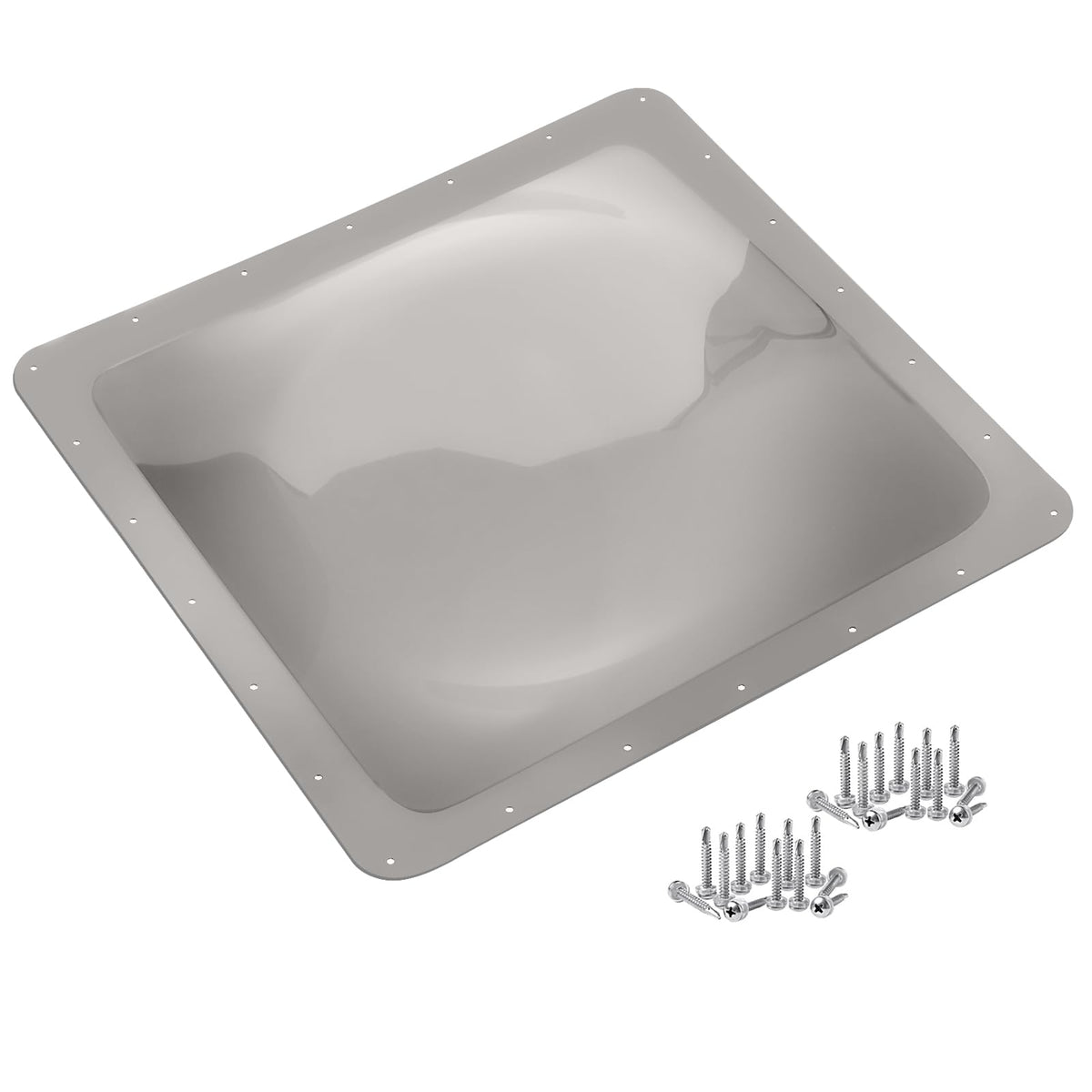 XMK outer dome front view showing smoke gray finish and protective flange, improves RV interior light