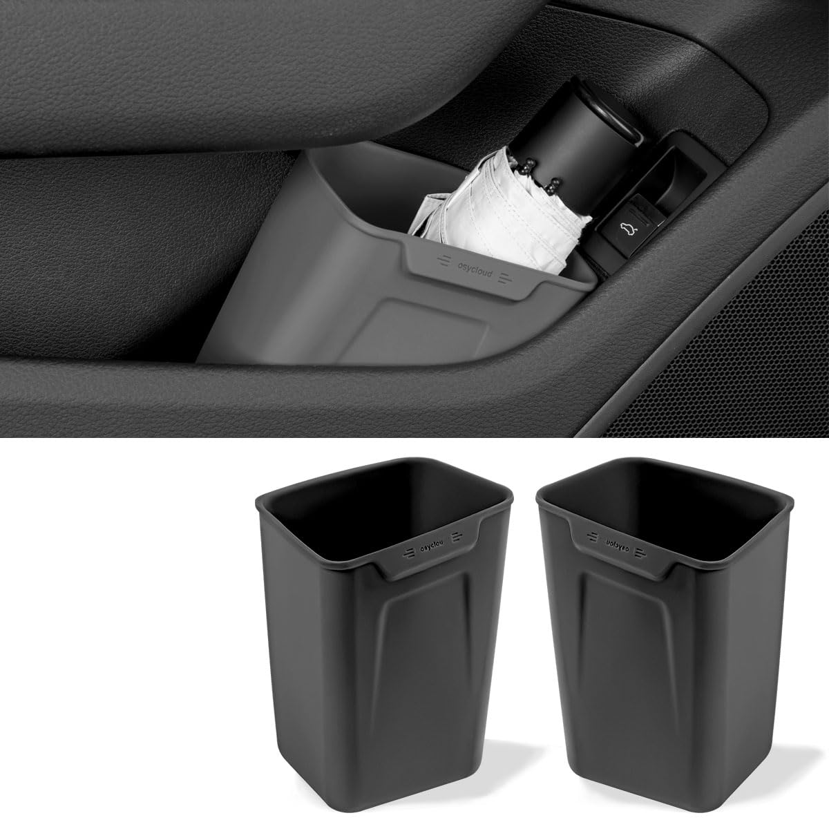 XmuxHai front view of black silicone door organizer showing compact profile and neat storage