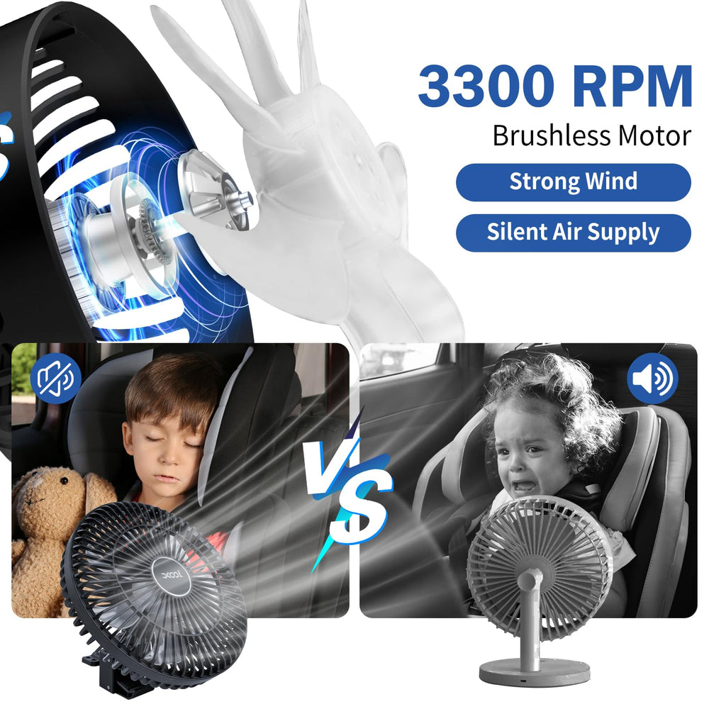 XOOL clip car fan blade profile showing efficient air circulation