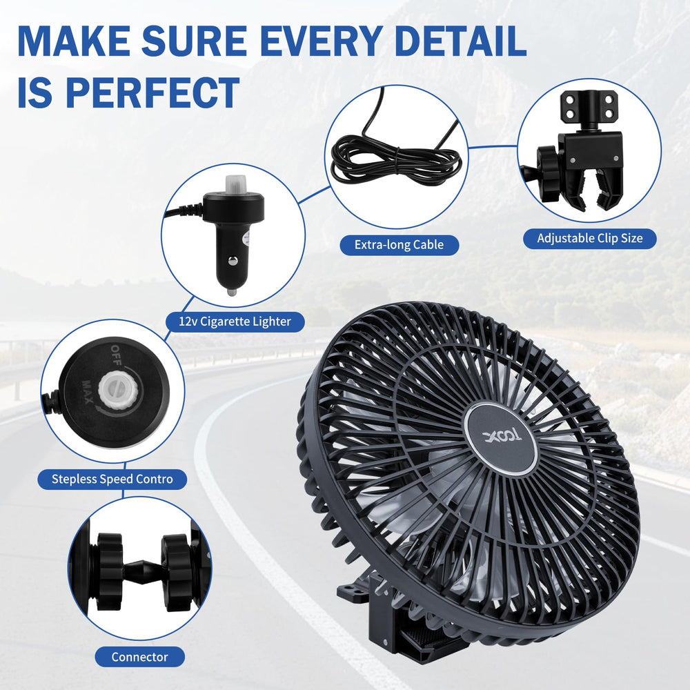 XOOL clip car fan cord and cigarette lighter plug with long reach benefit