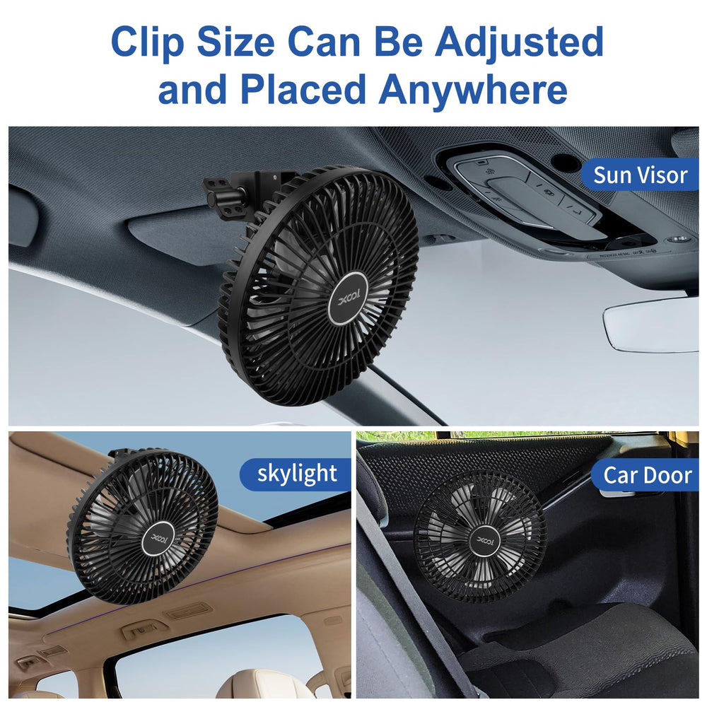 XOOL clip car fan in car rear seat keeping passengers comfortable
