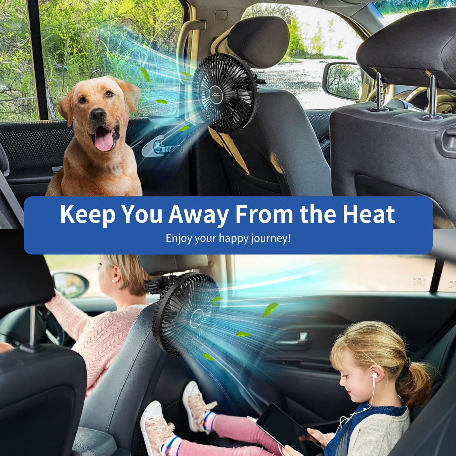 XOOL clip car fan outdoor camping use providing portable cooling