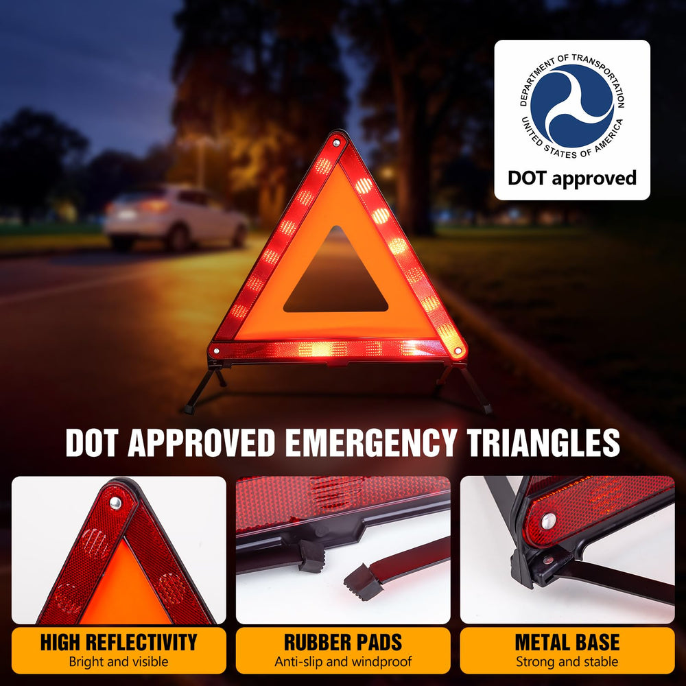 XOOL folded triangles stored in carry case for compact transport and organized trunk
