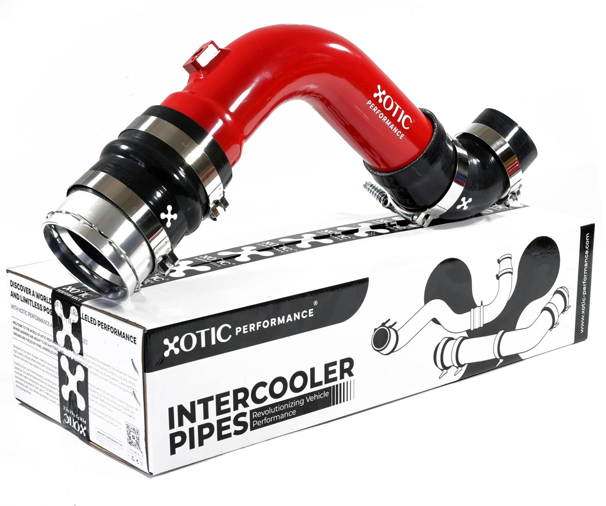 Xotic Performance front pipe showing full 3-inch aluminum body and fitment benefits