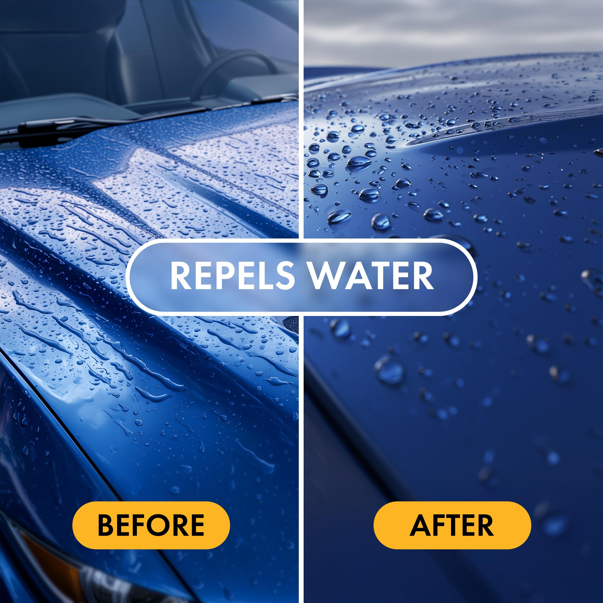 XPEL treated panel with water beading demonstrating hydrophobic benefit