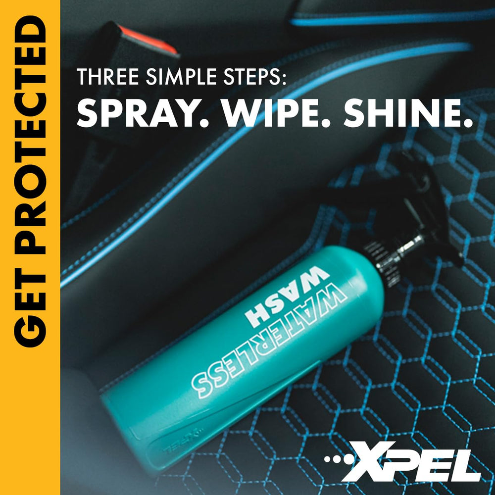 XPEL shiny after-wipe panel highlighting enhanced gloss and hydrophobic look