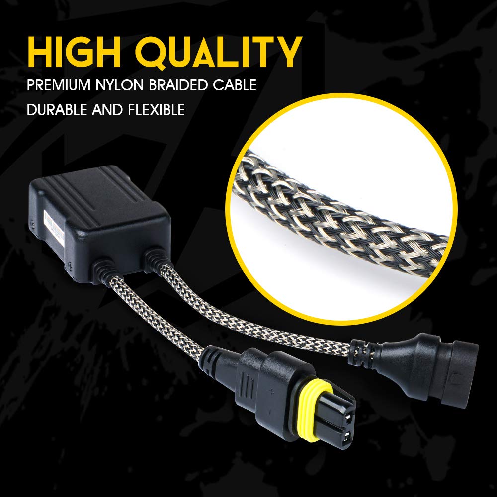 Xprite decoder wiring length and scale shown for fitment in tight headlight housings