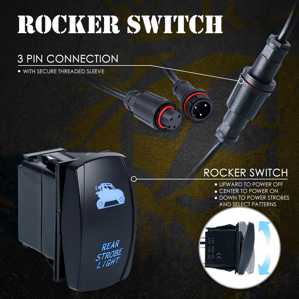 Xprite rocker switch and wiring harness showing easy control and long cable benefit