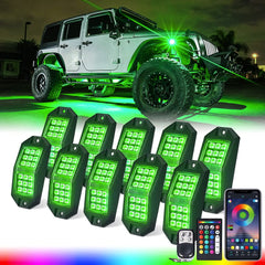 Xprite front packaging showing complete 10‑pod RGB kit and accessories benefit visibility