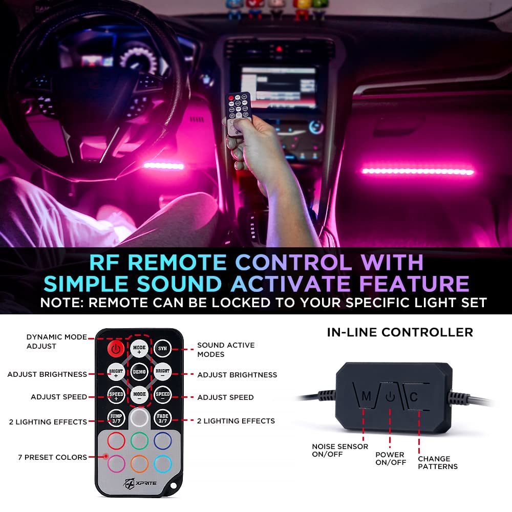 Xprite lights reacting to music in car for synchronized effects