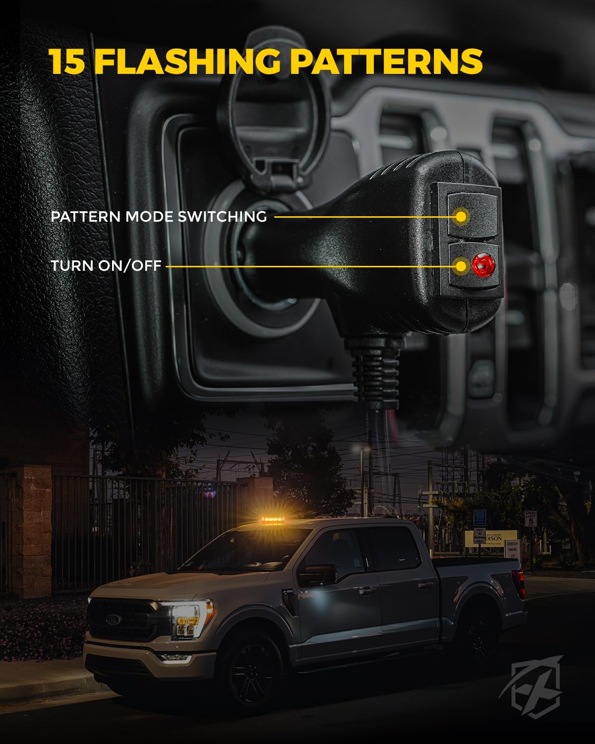 Xprite strobe illuminating roadway at night to enhance roadside visibility