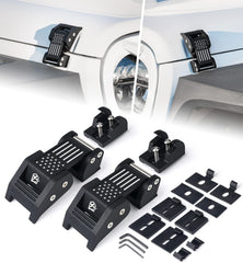 Xprite front view of U.S. flag hood latches showing secure fit and styling benefit