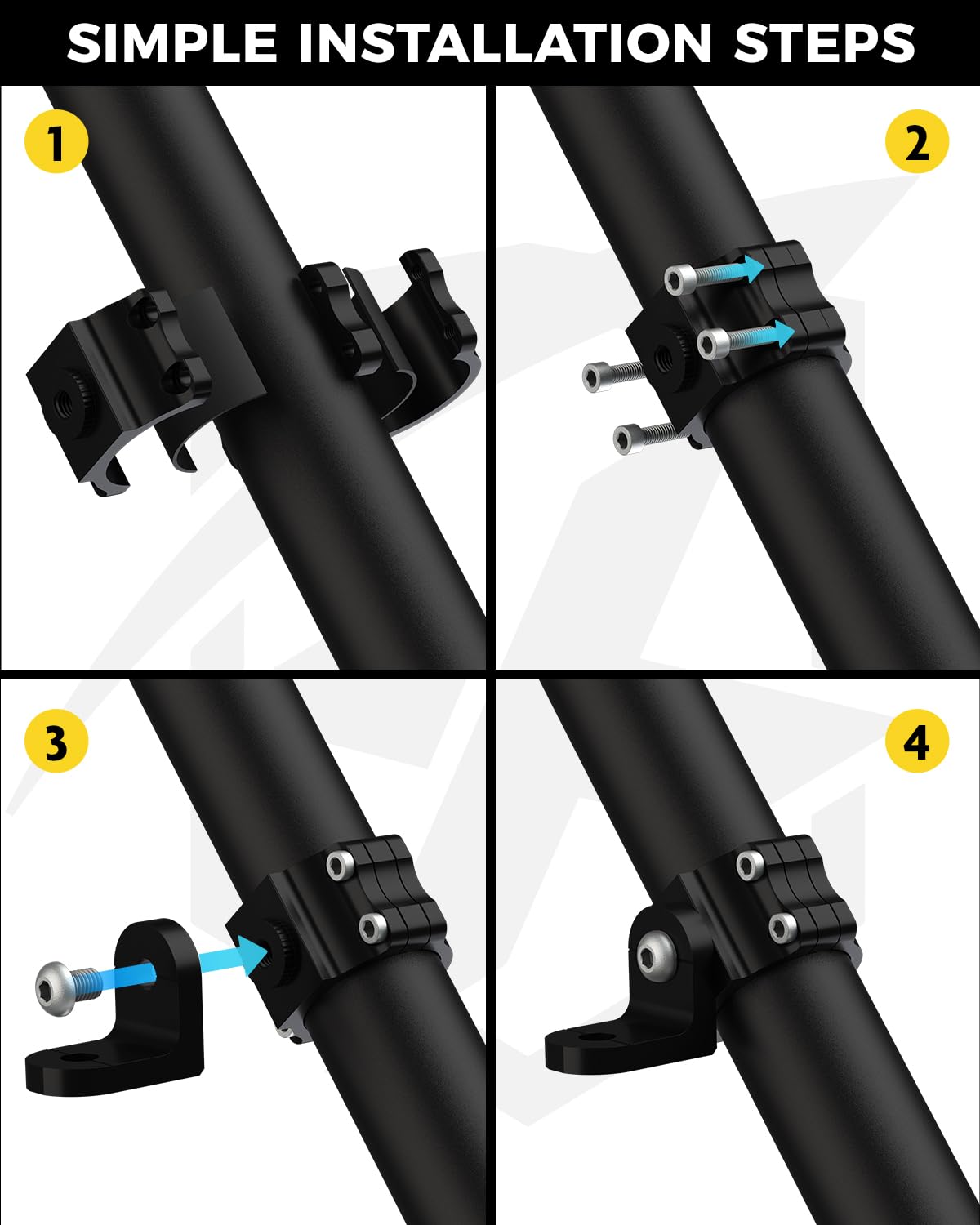 Xprite mount beside ruler showing scale and 1.75"–2" compatibility