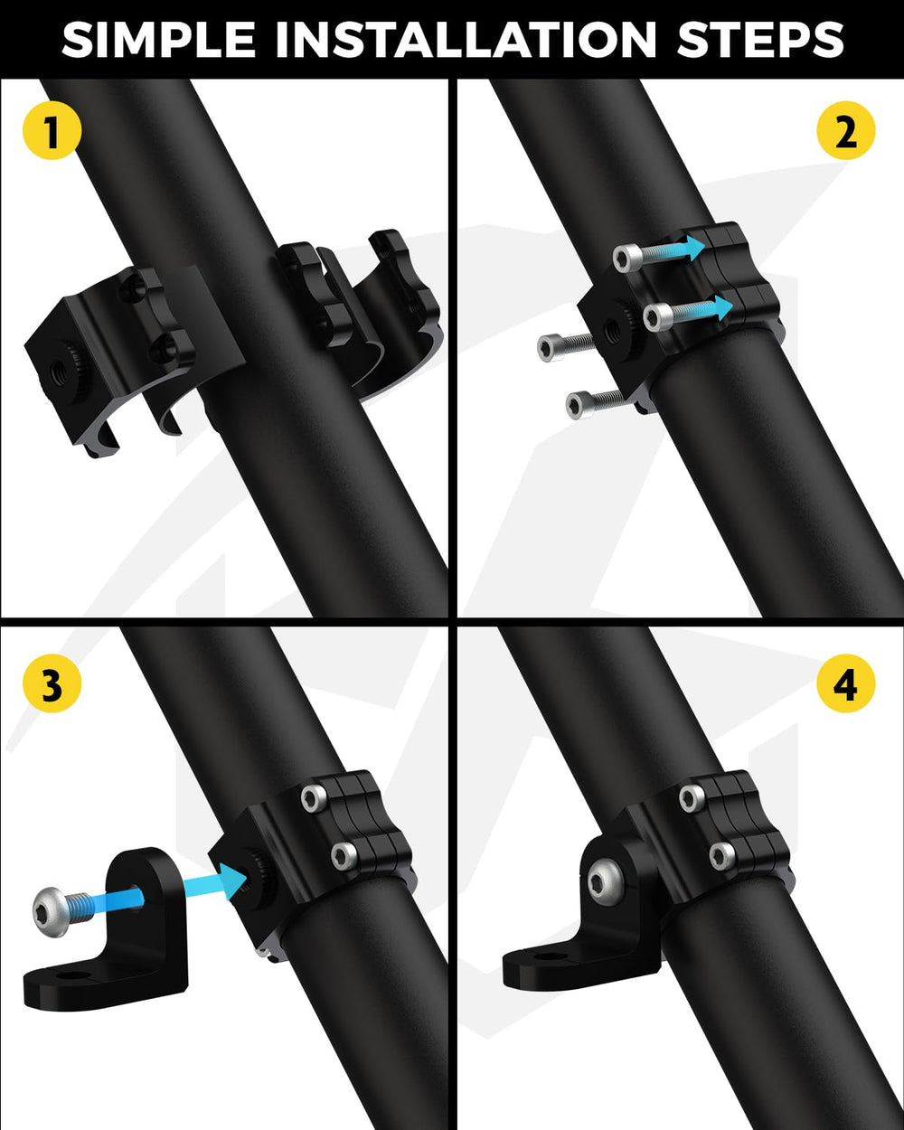 Xprite mount beside ruler showing scale and 1.75"–2" compatibility