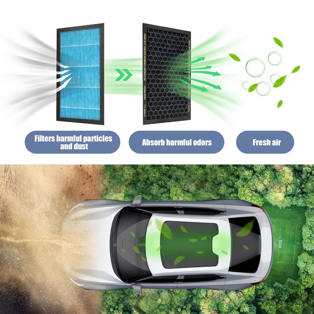 XREY installed filter in a Model 3 trunk access demonstrating easy installation
